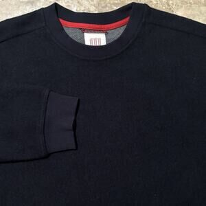 Topo Designs Sweater Mens Large Black Global Wool Blend Long Sleeve Crew